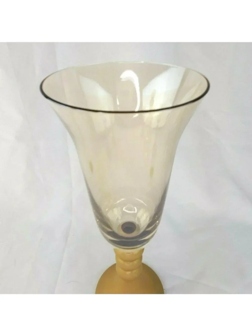Late 20th Century Bombay Glass Decanter Set 6 Glasses Gold Frosted Stems Made in